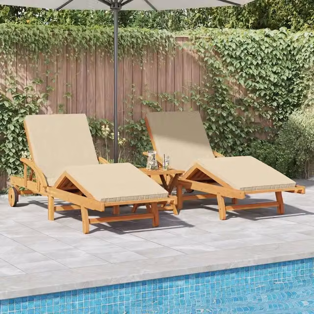 Lettino da sole 2 pz Legno di Acacia Massello Beige 3325178