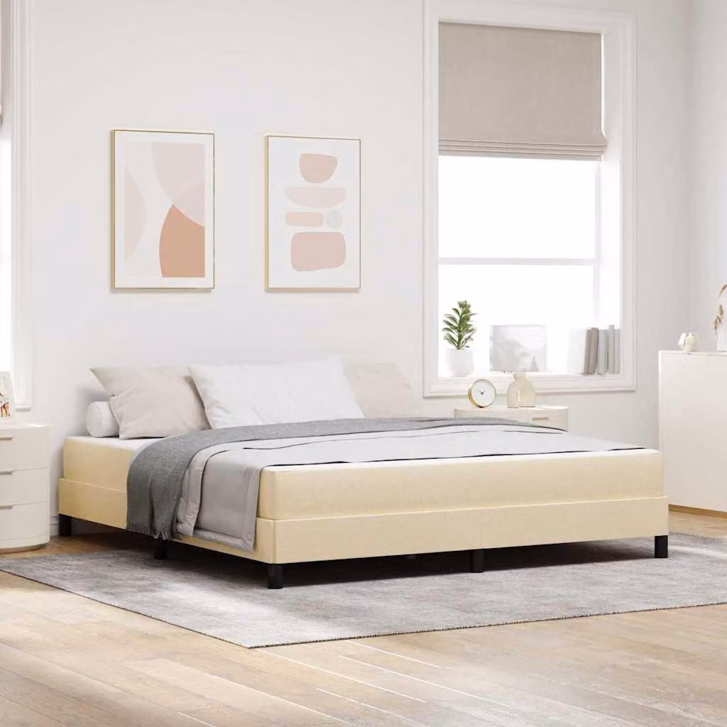 Maison Exclusive - Letto boxspring crema 180 x 200 cm tessuto