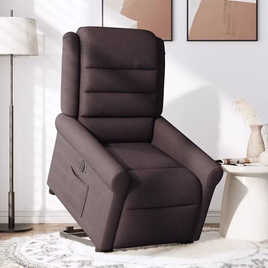 Poltrona Alzapersona Reclinante Elettrica vidaXL Marrone con Braccioli e Rivestimento in Tessuto – 2