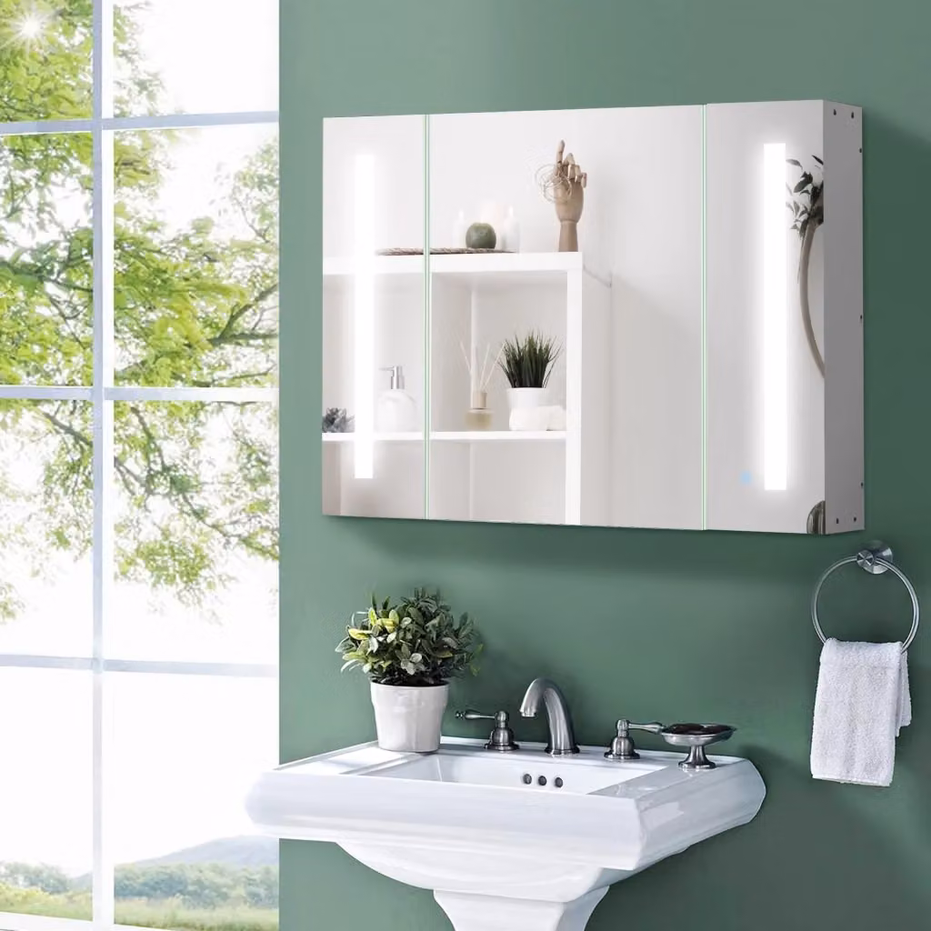 Armadietto Specchiera da Bagno GIORDANOSHOP Bianco con Luce LED Integrata e Sensore, L: 90 cm, P: 15 cm, H: 65 cm – 2