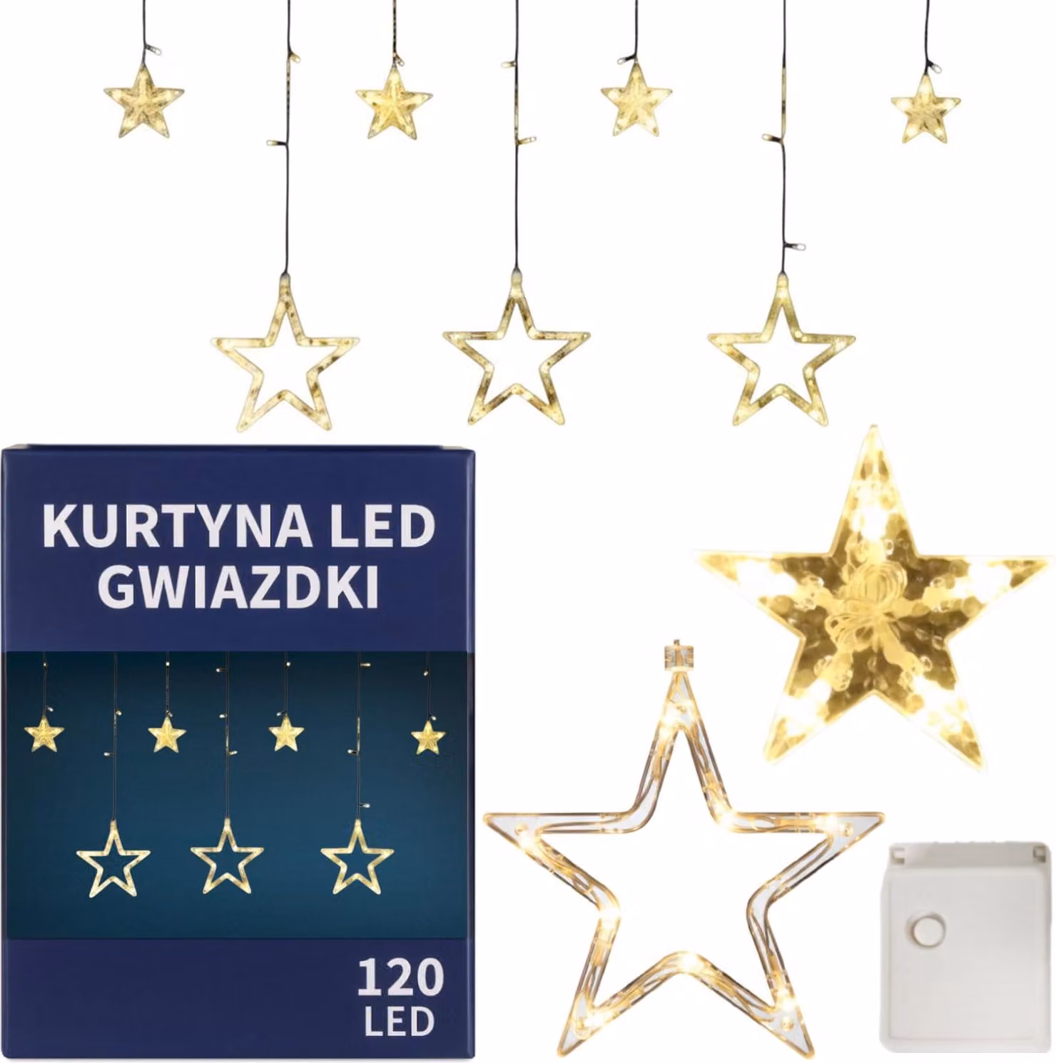 Tenda Luminosa Stelle Decorazioni Natalizie Luci 120 Led Bianco Caldo