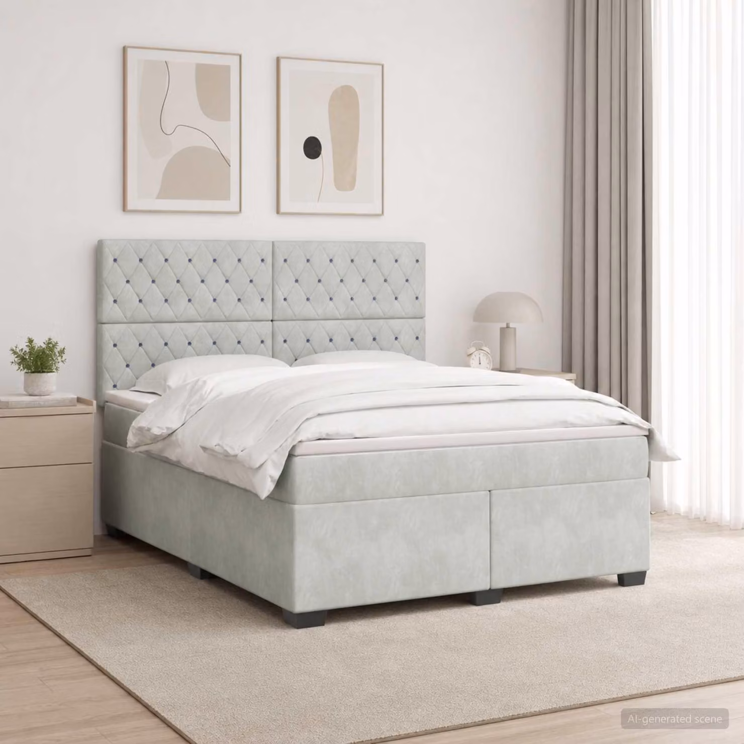 Maison Exclusive - Letto boxspring con materasso Grigio chiaro 140 x 200 cm Velluto