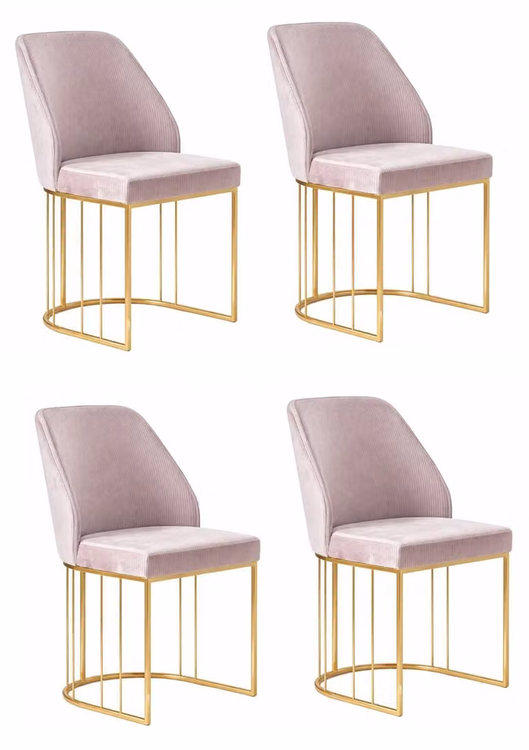 Set di 4 sedie, colore rosa, stile moderno, confortevoli, eleganti, lussuose
