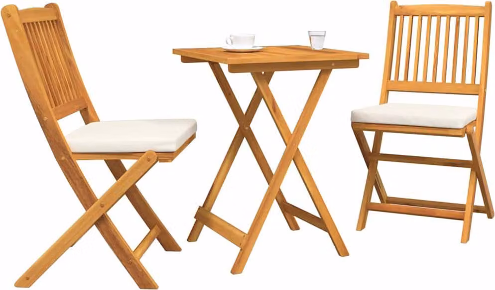 Set Bistro da Giardino 3 pcs Marrone Legno di Acacia Massello