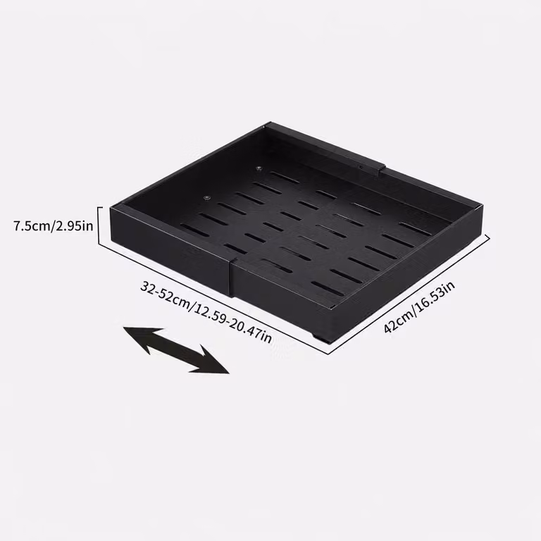 Organizzatore per armadi - Cassetto estraibile - 32–52 cm - Estendibile - Estraibile - Acciaio - 1 ripiano - Nero