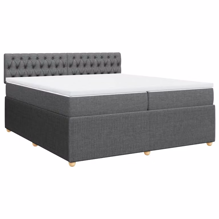 Giroletto a Molle con Materasso Grigio Scuro 200x200 cm Tessuto