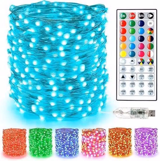 Ghirlanda luminosa natalizia 10 m, 100 LED RGB, USB, per interni/esterni