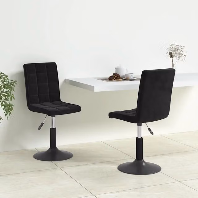 Set di 2 sedie da pranzo girevoli vidaXL in velluto nero con base moderna – 1