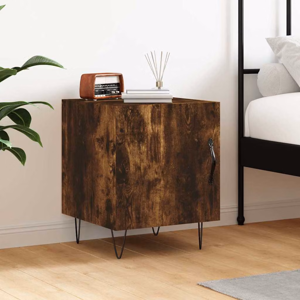 Comodino moderno vidaXL in legno rovere marrone, sospeso a parete, L 40 x P 40 x H 50 cm