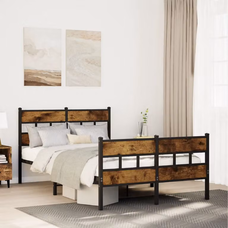 Giroletto in metallo vidaXL senza materasso colore rovere fumo L/P/H: 120 x 200 x 91,5 cm