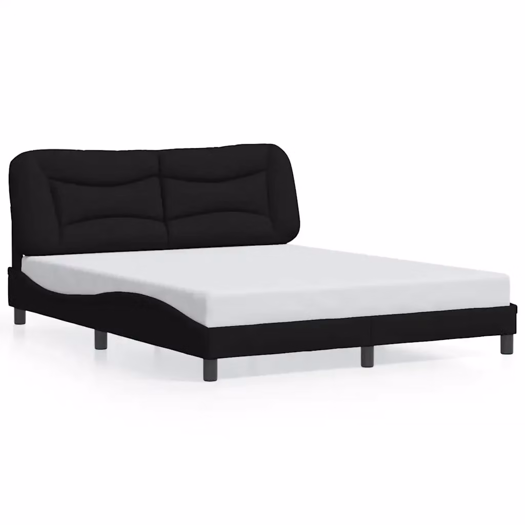 vidaXL Giroletto senza Materasso Hvar Nero in Tessuto L: 160 cm, P: 200 cm – 2