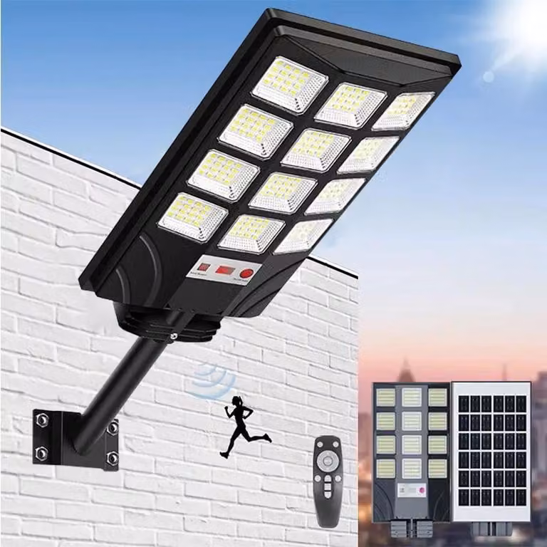 Lampione solare da esterno - Lampione a LED 1 pezzo - Batteria da 5400 mAh - Impermeabile - Sensore crepuscolare (dal tramonto all'alba) - Telecomando - Luce bianca fredda