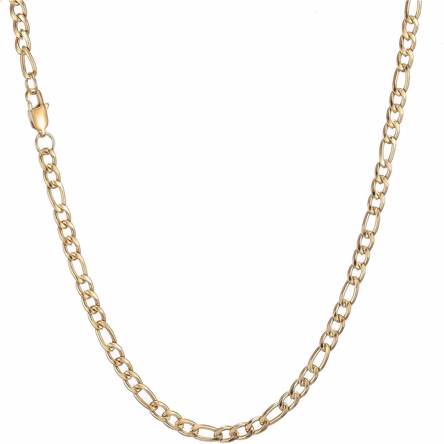 Catena da uomo in acciaio inossidabile, disponibile nei colori argento, nero e oro, spessore 5 mm, lunghezza da 45 a 90 cm