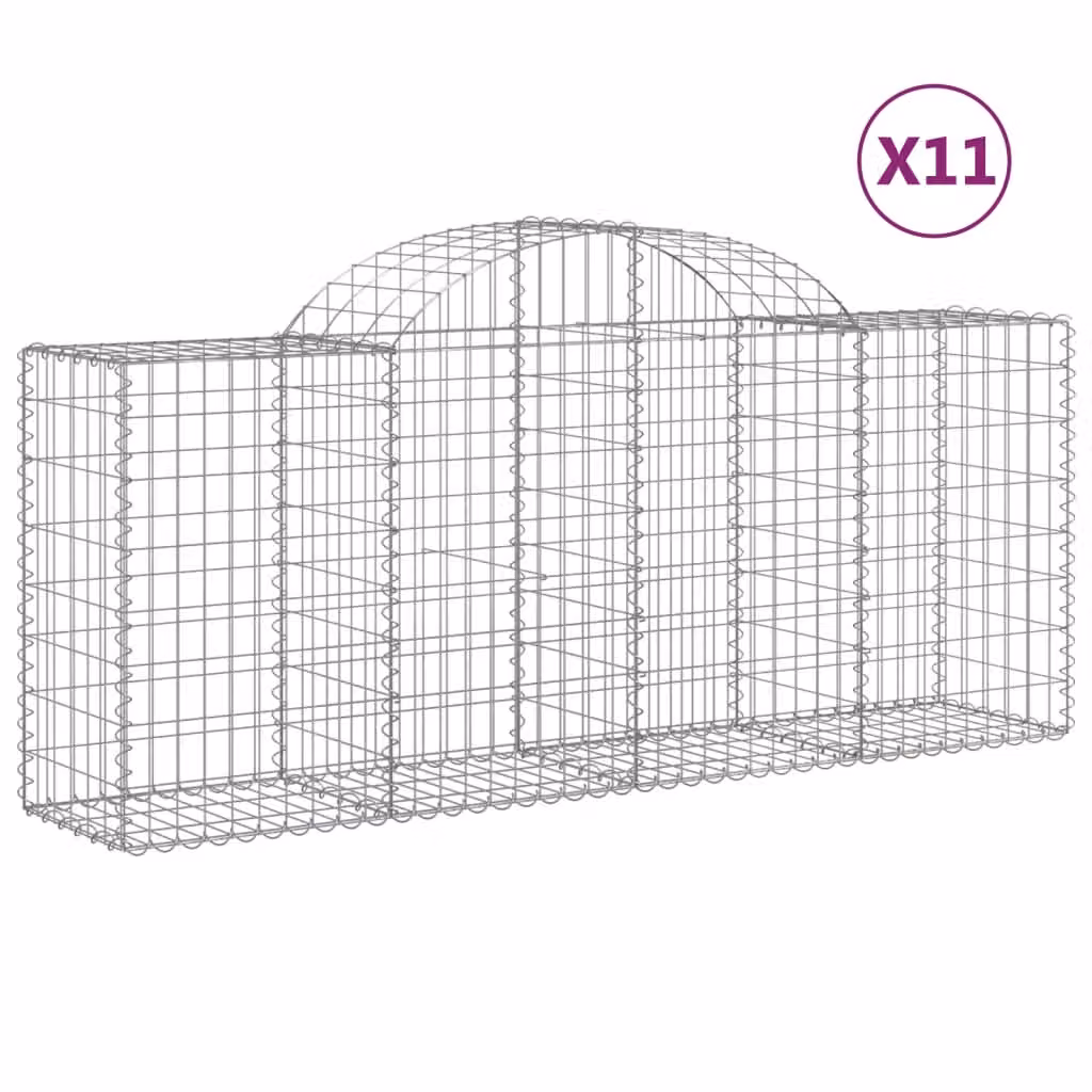 Cesti Gabbioni ad Arco 11 pz 200x50x80/100 cm Ferro Zincato