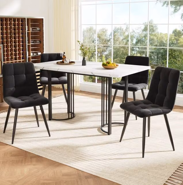 Set tavolo allungabile 140-179,5 cm con 4 sedie in velluto