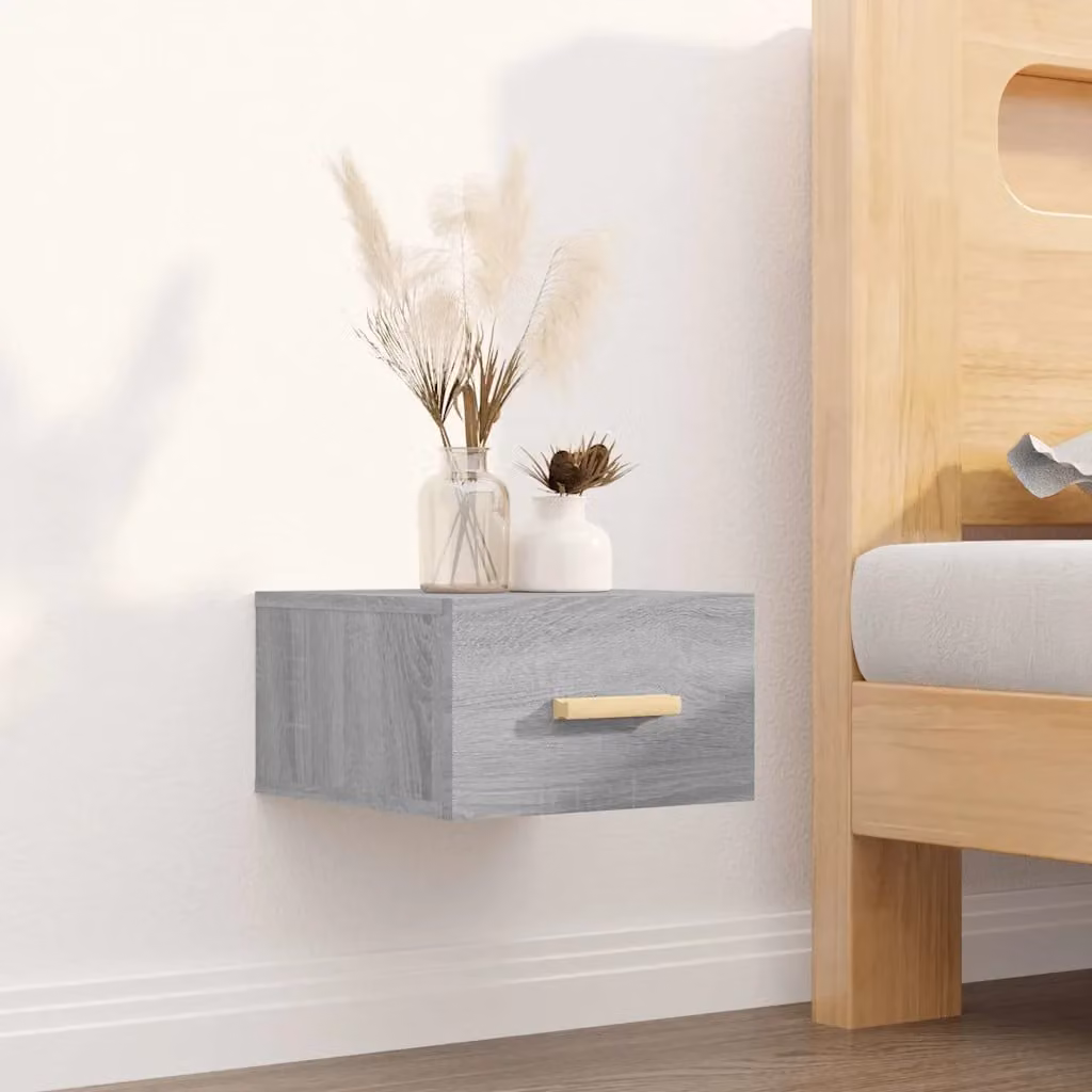 Comodino a muro vidaXL Grigio Sonoma moderno L/P/H: 35 x 35 x 20 cm