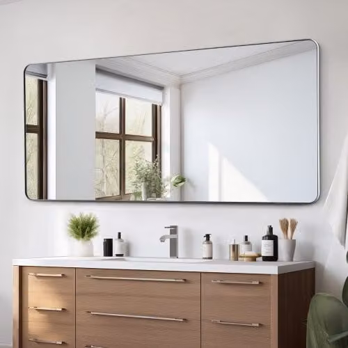 Specchio da parete VEVOR rettangolare con cornice in lega di alluminio argento, antigraffio e con pellicola antideflagrante, L: 182,8 cm, H: 81,3 cm