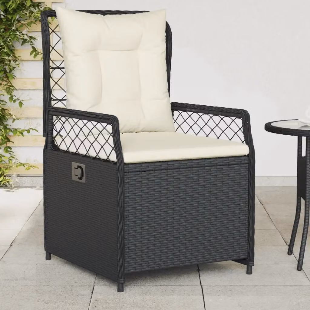 Set di 2 sedie da giardino reclinabili Outsunny in rattan e metallo con braccioli, colore nero e bianco – 2