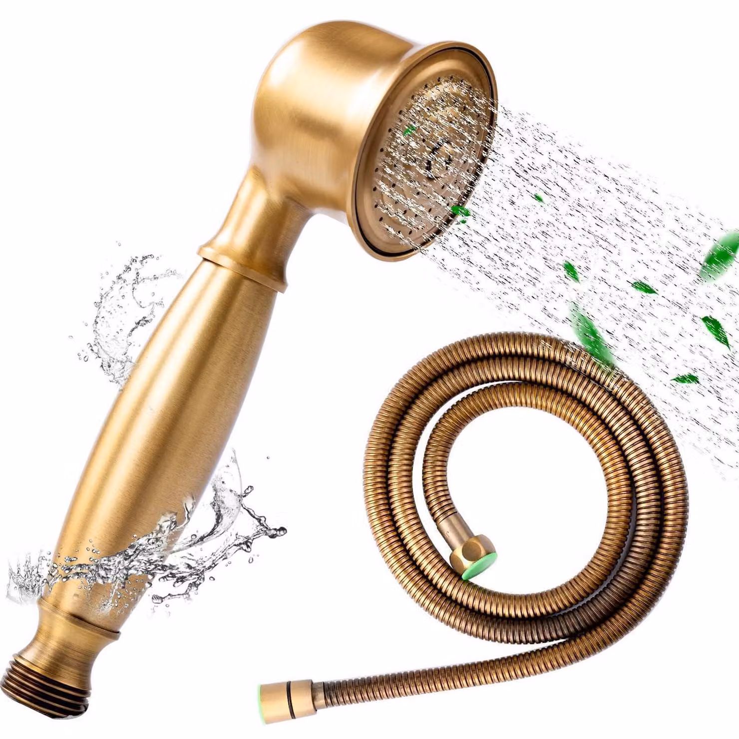 Doccia a soffione in stile telefono, finitura bronzo anticato, con tubo in acciaio inossidabile da 1,5 metri