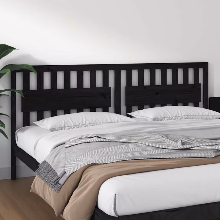 vidaXL Testiera per Letto in Legno Massello di Pino Nero L: 205,5 cm, P: 4 cm, H: 100 cm