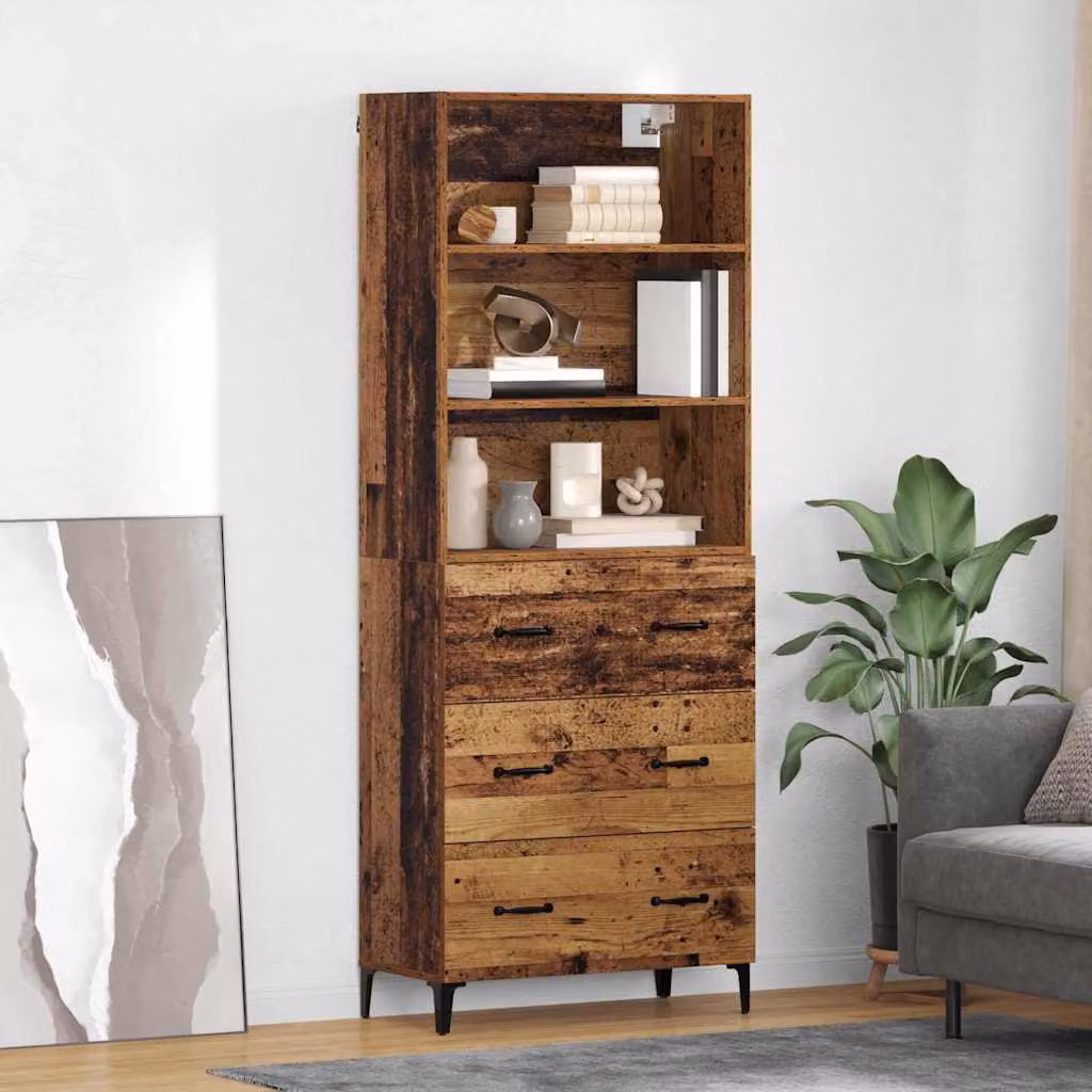 Credenza vidaXL in legno vecchio e metallo, colore marrone, L/P/H: 69,5 x 34 x 180 cm