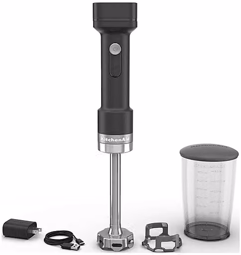 Frullatore ad immersione KitchenAid 5KHBRV75BM ricaricabile in acciaio inox con recipiente da 1 l, Black matte