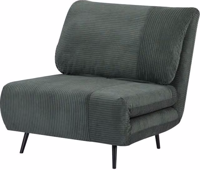 Poltrona Letto 2 in 1 Singola, Schienale Regolabile su 3 Livelli e Imbottito, Struttura in Legno e Acciaio