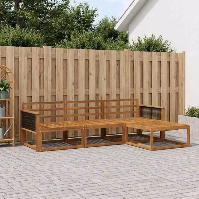 Set di divani da esterno 4 pz Naturale Legno di Acacia Massello 3382462