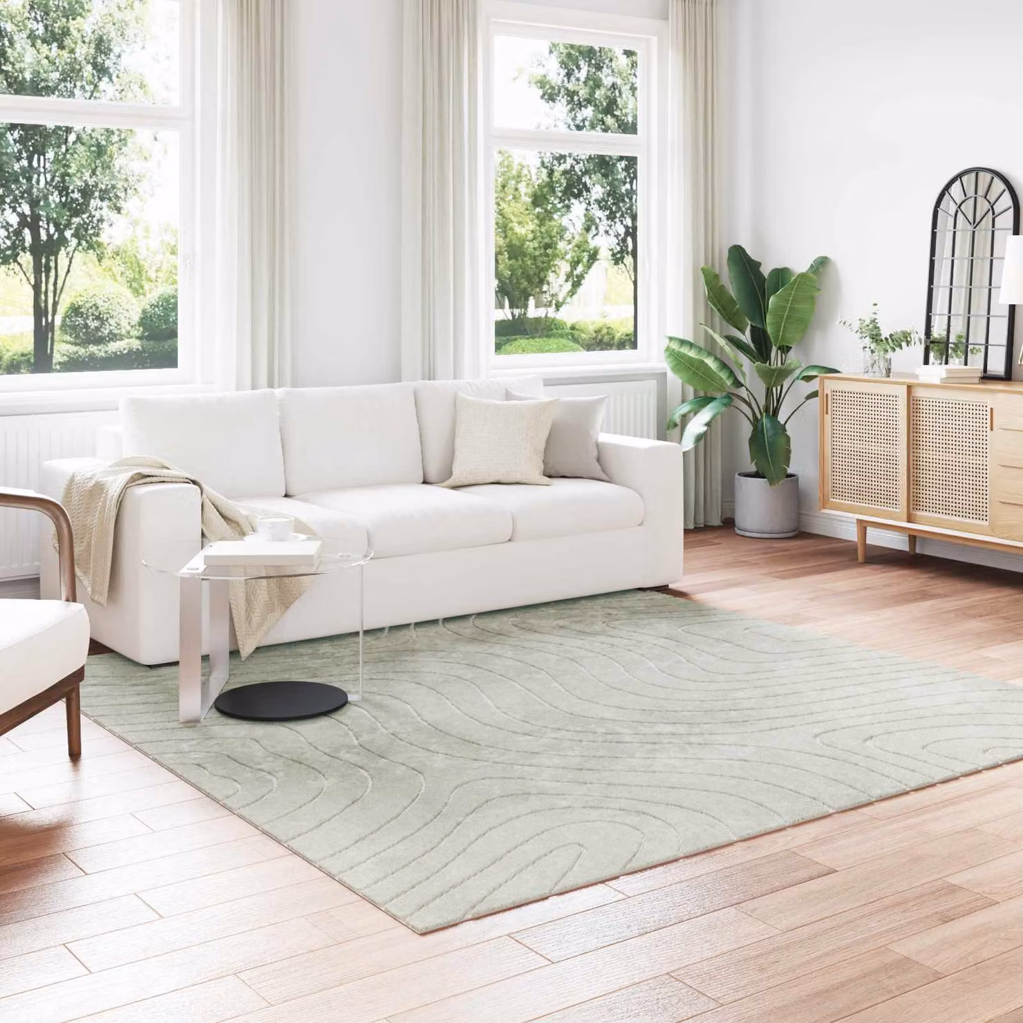 Tappeto Quadrato vidaXL PALMERAS Verde per Interno ed Esterno, L/P: 240 x 240 cm
