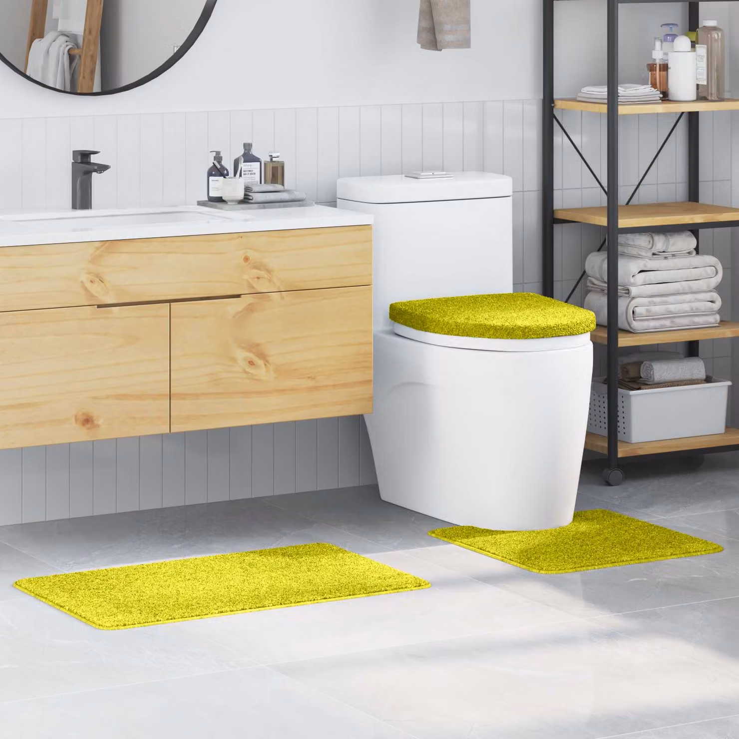 Set di 3 tappetini antiscivolo per il bagno vidaXL, verde, L: 50 cm, P: 80 cm