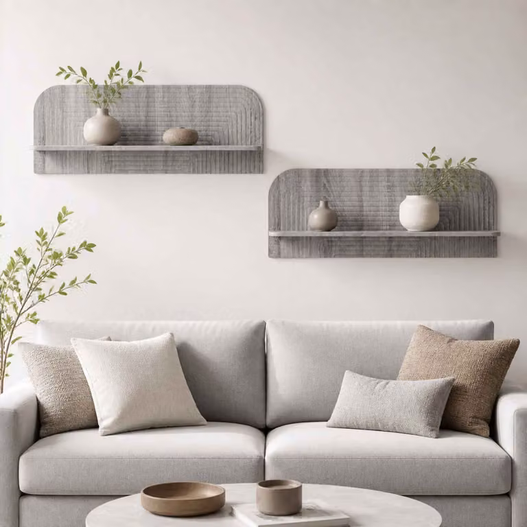 Set di 2 Scaffali da parete vidaXL in stile minimalista, colore grigio, L 102 cm x P 37,5 cm x H 13,5 cm