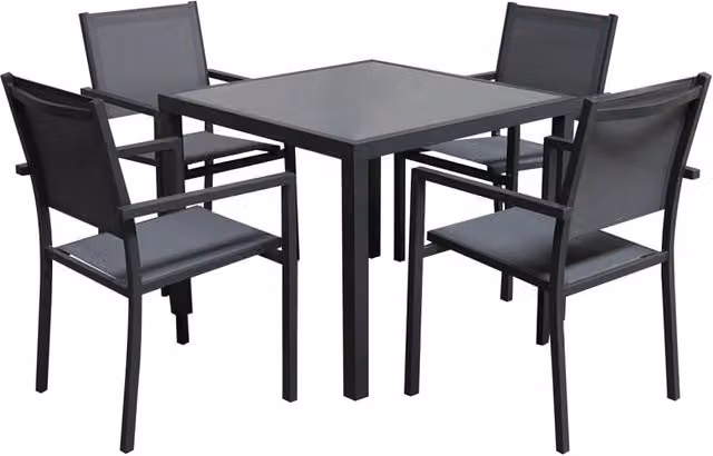 Set di mobili da giardino in textilene grigio BERGAMO 4 posti - alluminio antracite