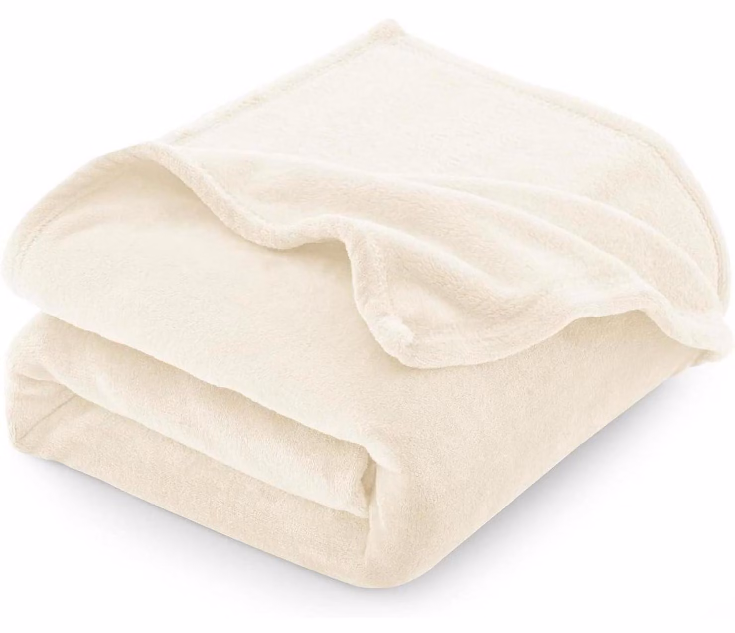 Coperta plaid XXL, 230x270 cm, in flanella color crema, adatta per tutte le stagioni