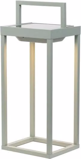 Lanterna Home Zafferano con LED e ricarica solare, lampada da parete e da tavolo con sensore crepuscolare, Verde Salvia, Altezza: 37,3 cm