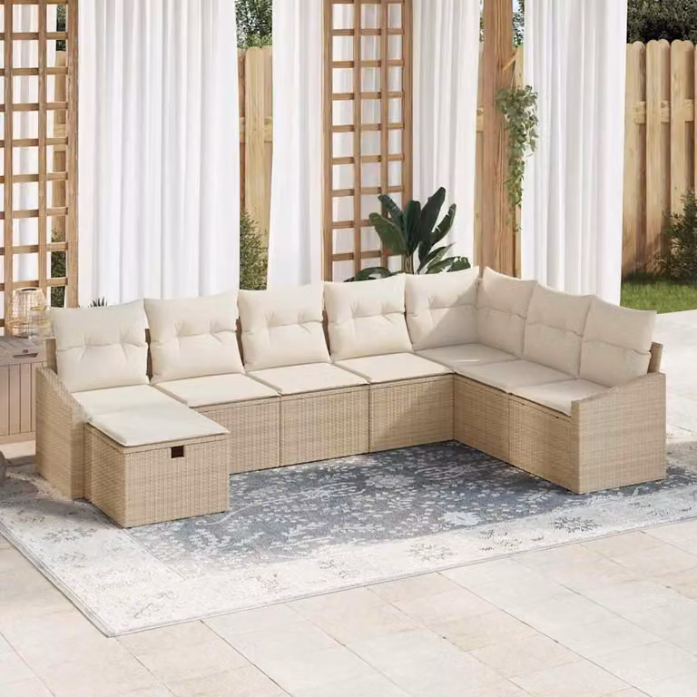 Maison Exclusive - Set da giardino composto da 8 pezzi, divano in rattan sintetico