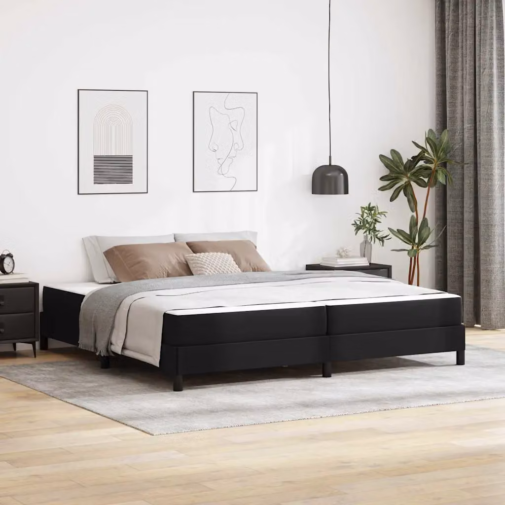 Letto moderno vidaXL con materasso ibrido in tessuto nero L: 200 cm, P: 200 cm, H: 280 cm – 1
