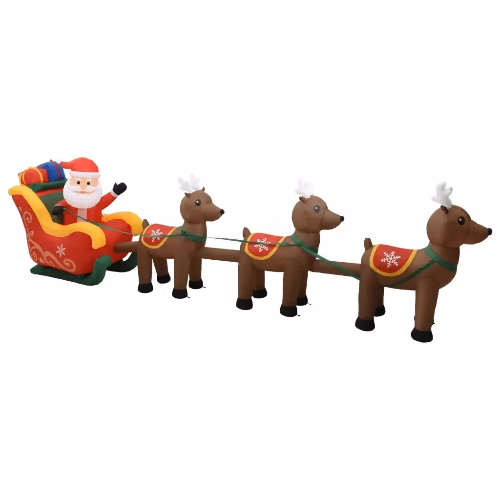 Decorazione di Natale Gonfiabile con Babbo Natale, Renne e LED vidaXL, Multicolore, Altezza: 490 cm – 2