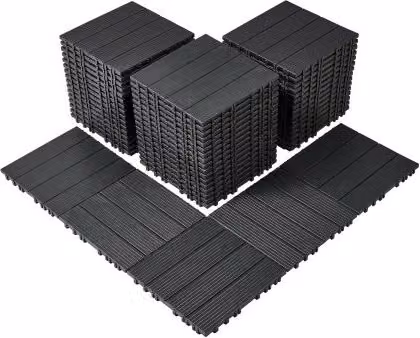 Piastrelle per patio ad incastro VEVOR in plastica, set da 54 pezzi, impermeabili per piscina e cortile, Grigio Antracite, L/P/H: 30 x 30 x 2 cm