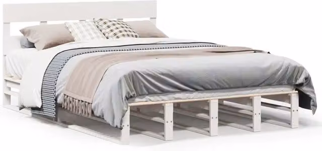 Letto matrimoniale | Letto per adulti | Letto senza Materasso Bianco 140x200 cm Legno Massello di Pino