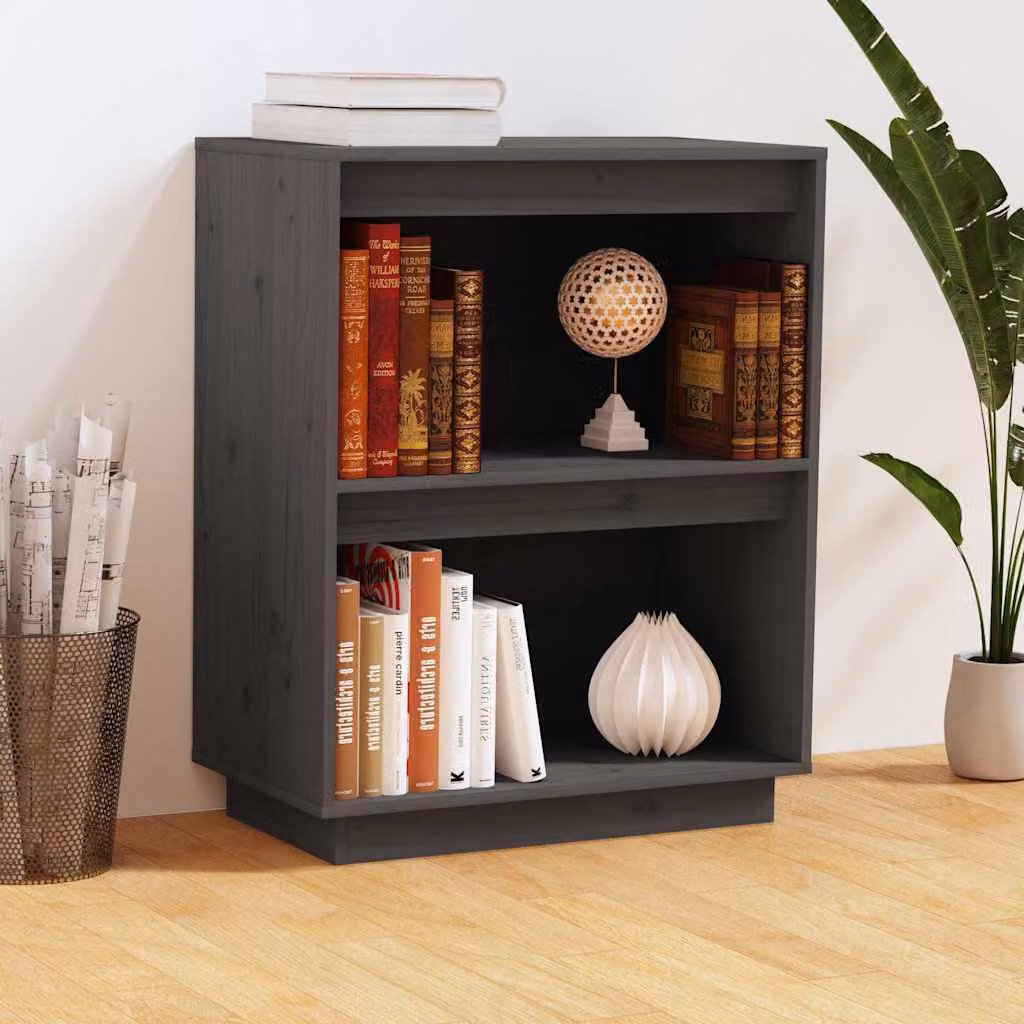 Consolle Mobile vidaXL in Legno di Pino Massello Grigio L: 60 cm, P: 34 cm, H: 75 cm