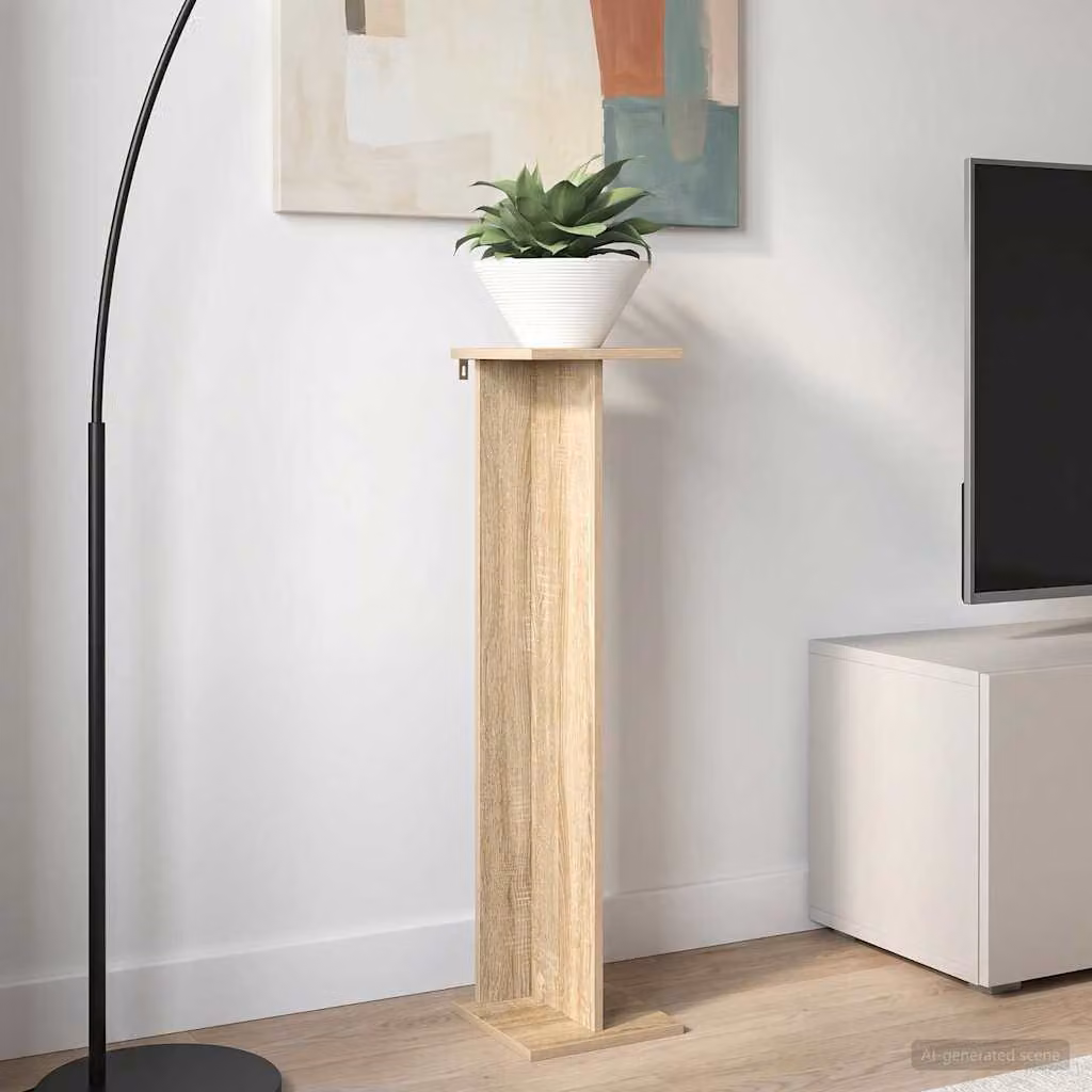 Set di 2 supporti per piante vidaXL in legno MDF, colore Rovere Sonoma, L 25 cm x P 25,5 cm x H 100,5 cm