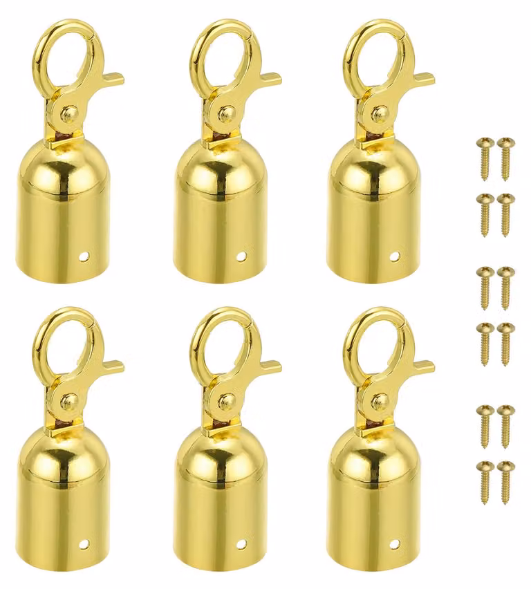 Set di 6 coperture per cavi, dimensioni 28x80 mm, in alluminio, placcate in oro