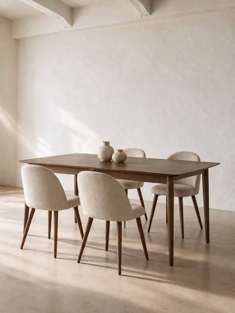 Set tavolo da pranzo 160 Brent + 4 sedie marroni Brila - Kenay Home