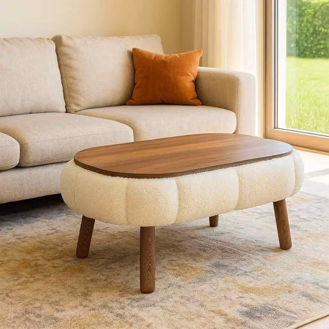 Tavolino in legno "Papatya" - 98 x 68 x 45 cm - Bianco