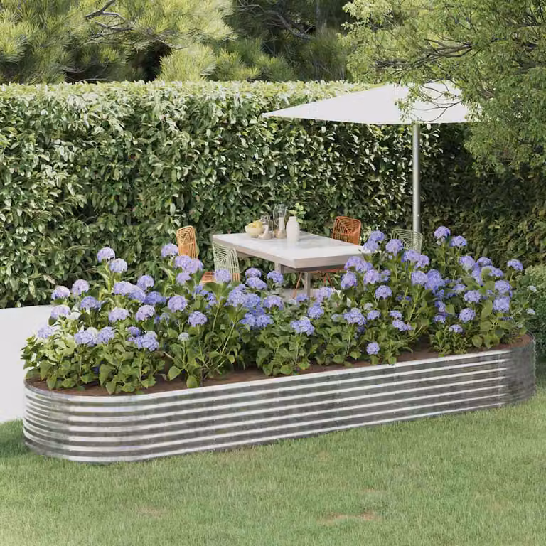 Letto da giardino rialzato vidaXL in acciaio zincato argento L: 322 cm, P: 100 cm, H: 36 cm