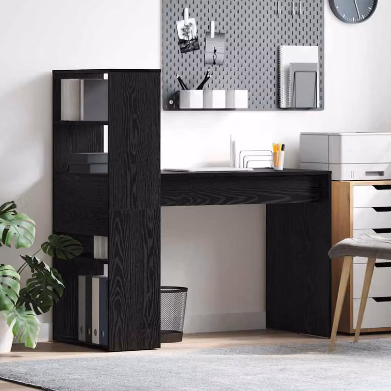 Maison Exclusive - Scrivania, finitura effetto legno nero rovere, realizzata in materiale composito