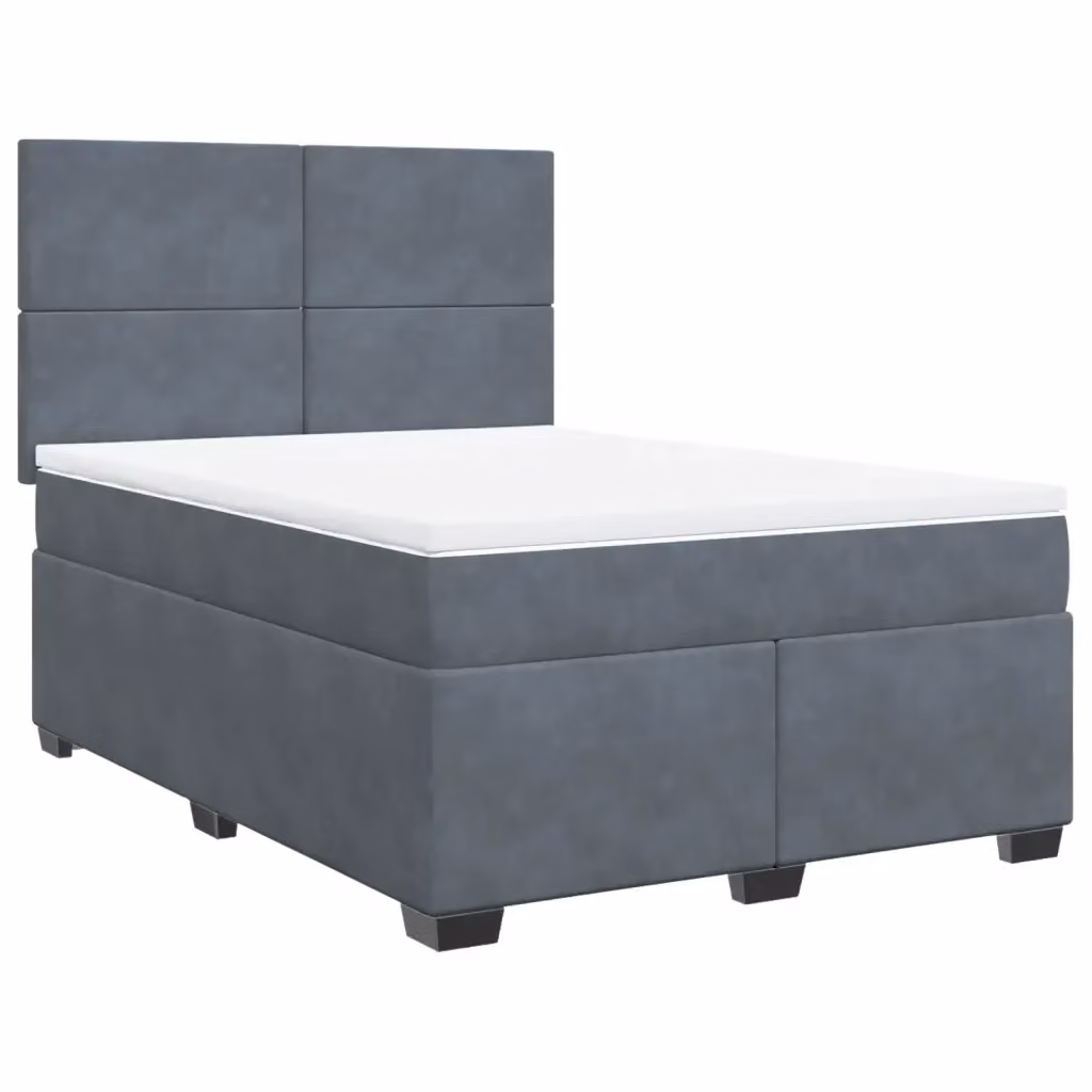 Letto a molle con materasso ibrido vidaXL in velluto grigio e bianco L/P/H: 140 x 190 cm – 2