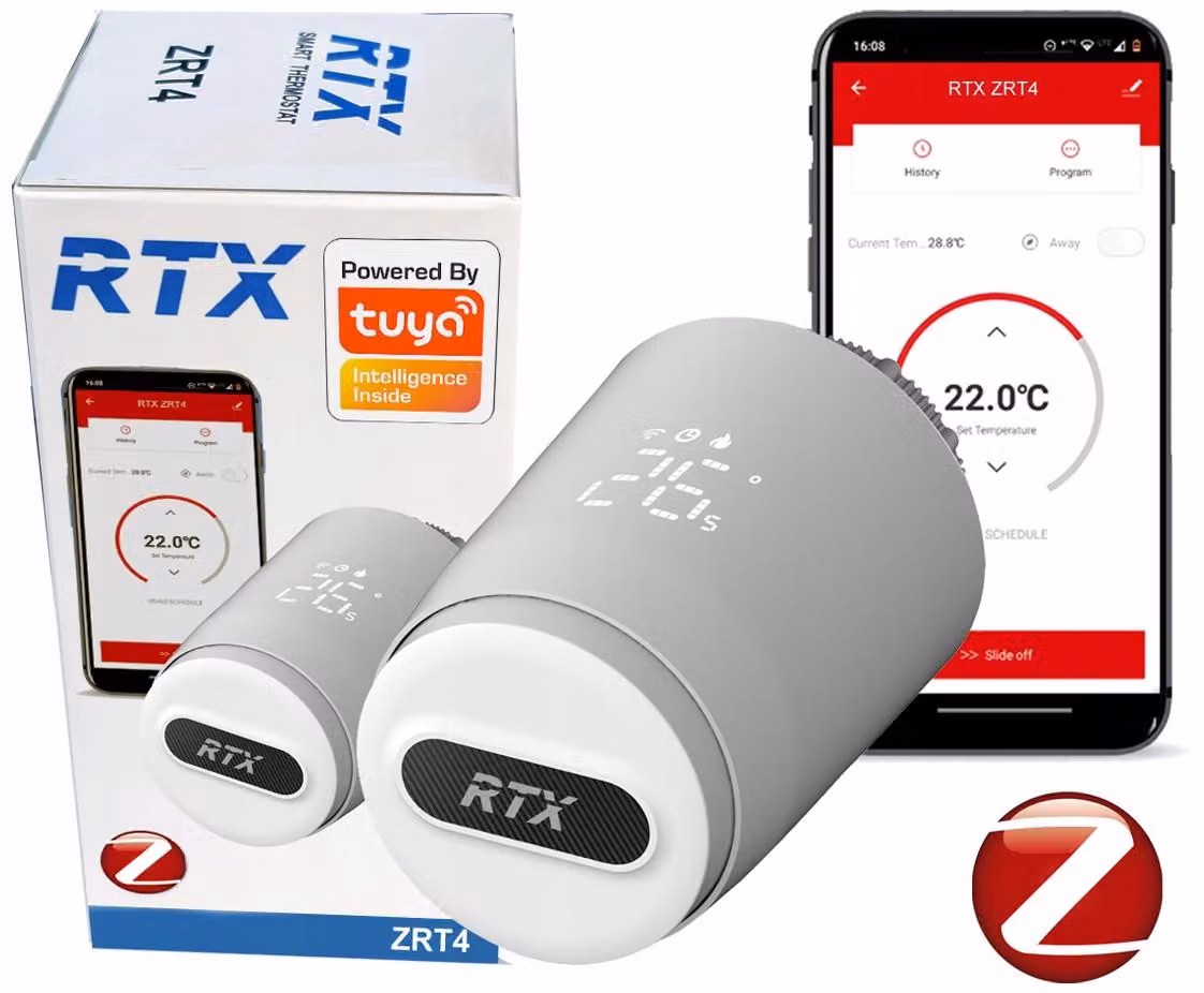 Termostato a testa termostatica RTX ZRT4 per radiatori intelligenti ZigBee TUYA