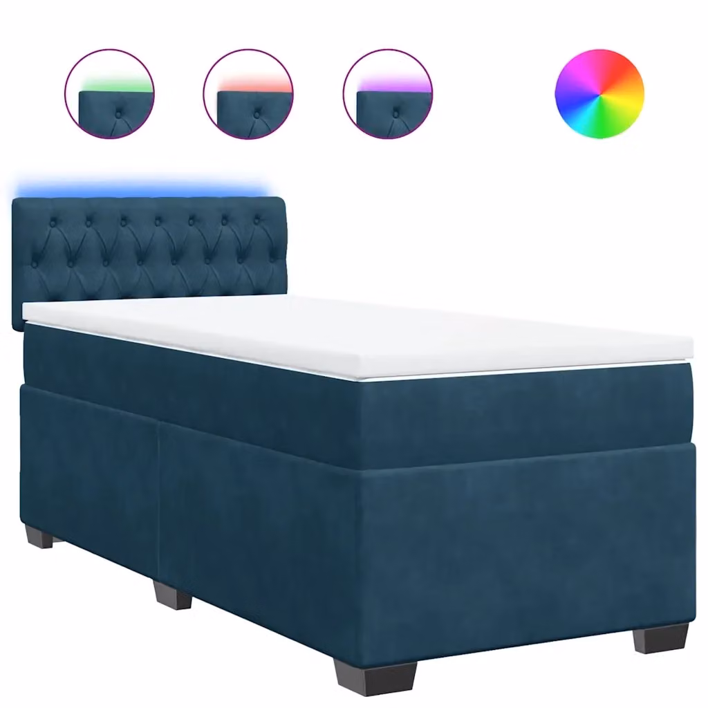 Letto Ibrido vidaXL con Struttura Imbottita in Velluto Blu e Bianco, L/P/H: 100 x 200 cm – 2