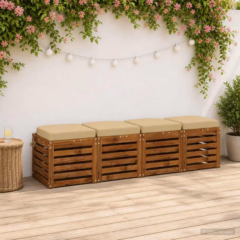 Set di 4 cuscini per sedile vidaXL SOEST in poliestere beige con coperture rimovibili e lavabili